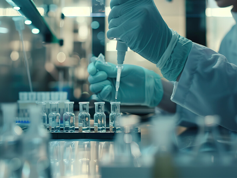 Hands of a scientist doing research in a lab
