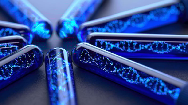 Illustration of DNA in different test tubes. 