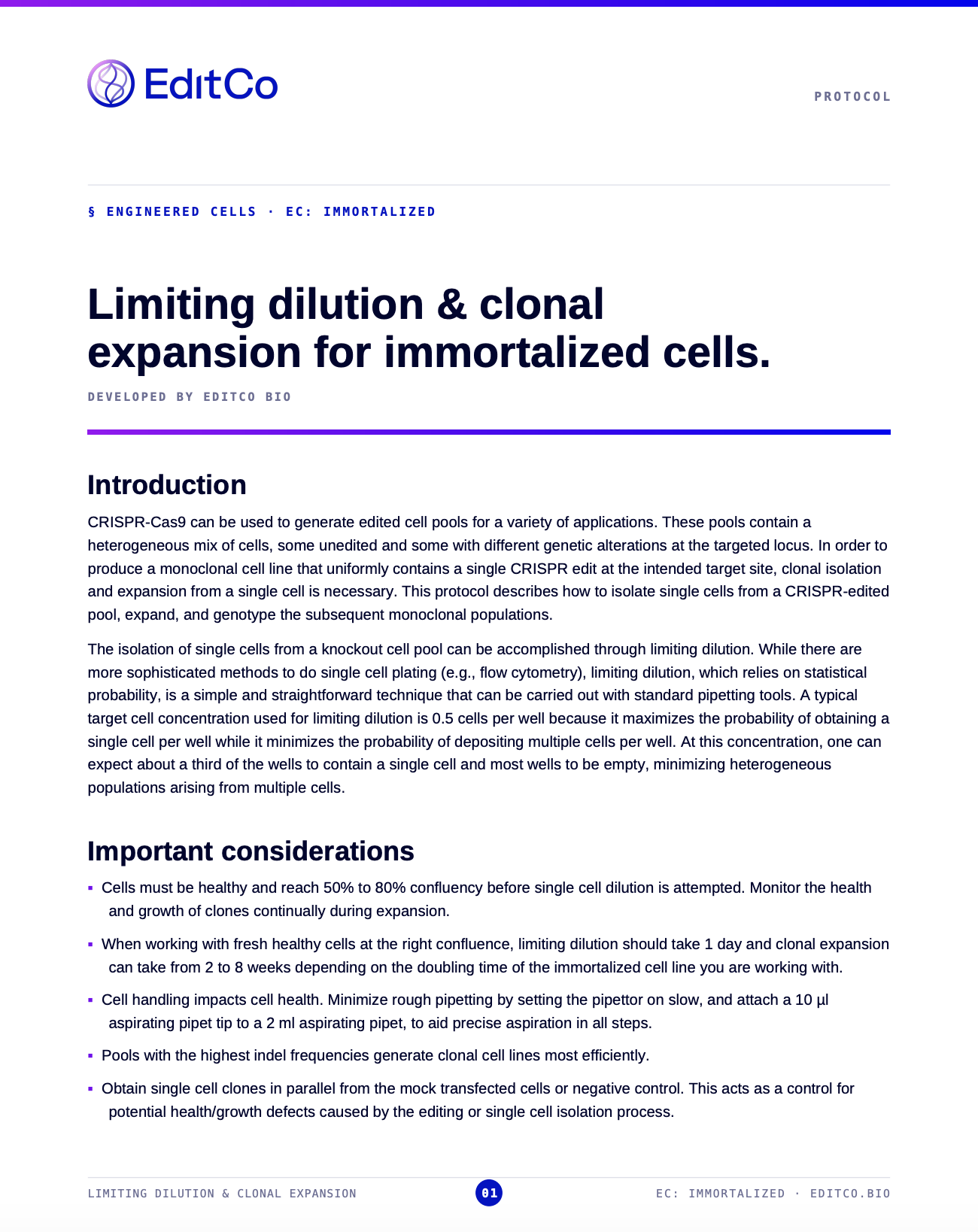 Limiting Dilution & Clonal Expansion Protocol for Immortalized Cells