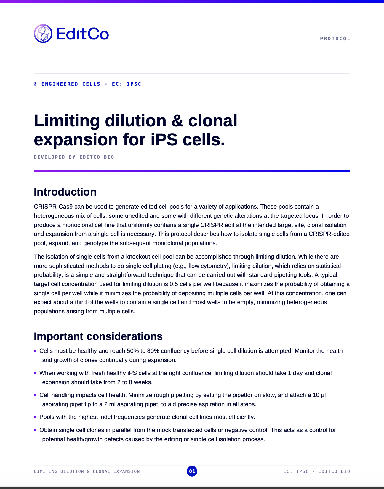 Limiting Dilution & Clonal Expansion Protocol for iPS Cells